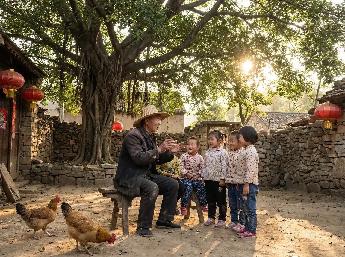 老人在大榕树下给孩子们讲故事 - 极海听雷全集免费播放 乡村记忆